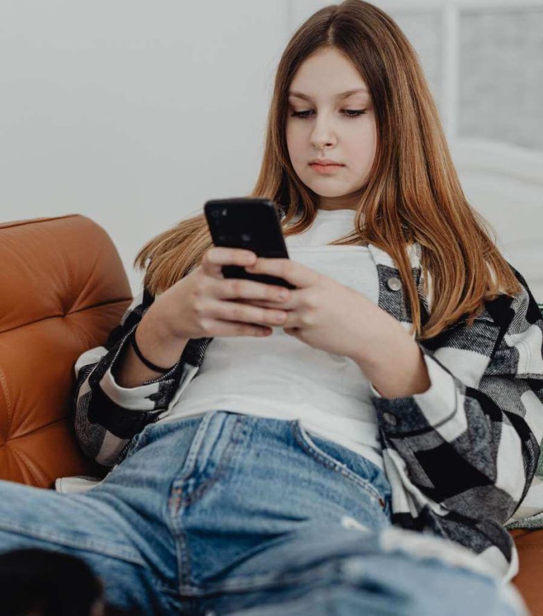 Adult teen girl chatting online